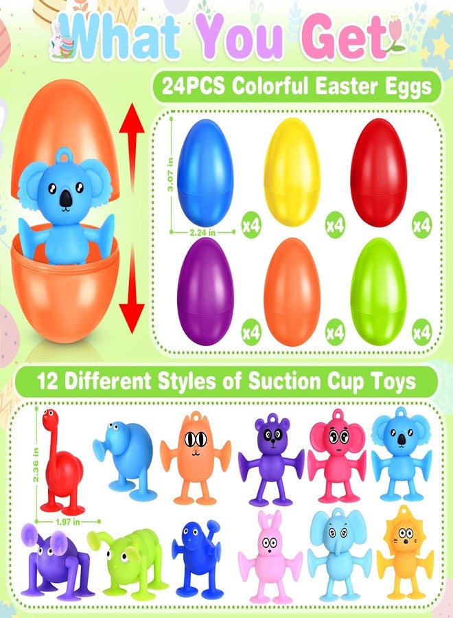 spring flower SpringFlower 24 Pack Filled Easter Eggs,Kids Easter Eggs Filled with Sensory Fidget Suction Cup Toys,Easter Egg Hunt Basket Stuffers,Party Favors,Classroom Easter Gift, Easter Basket Essentials - Image 2