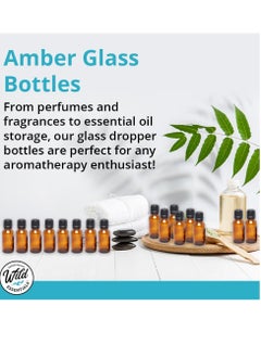 mEssentials mEssentials 24 Pack of 10ml Amber Glass Bottles with Euro Dropper Caps - Great for Essential Oils, Perfumes and DIY Aromatherapy - Easy to Fill, Clean and Reuse - Protective and Durable  - Image 2