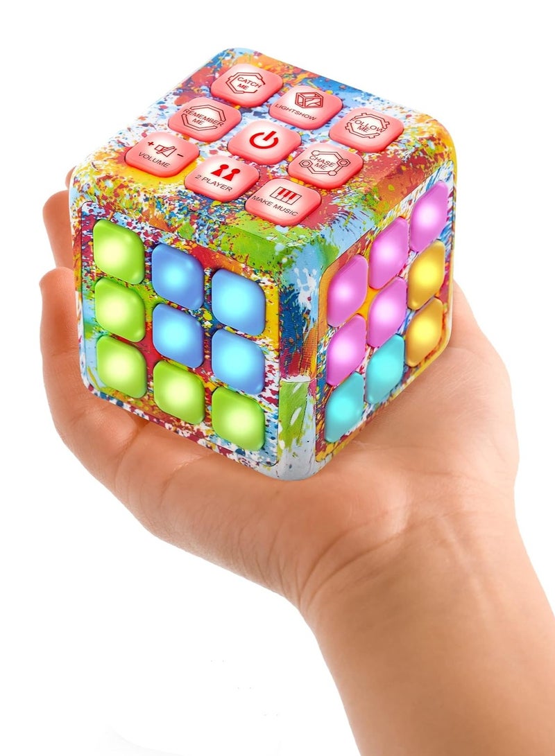 رات سو كيوب ليد فلاشينج - لعبة ذاكرة محمولة مع ٧ ألعاب لتنمية مهارات الأطفال. تحديات ذهنية متنوعة مع تجربة حسية. مضيء ومسلي لتخفيف التوتر، يمكن استخدامه في أي مكان. - Image 1