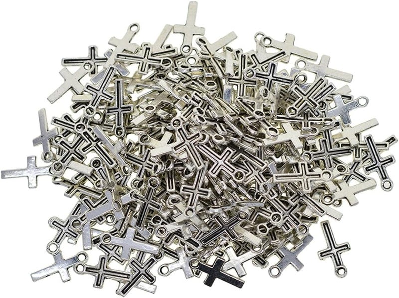 klarako 200 Pieces Cross Tibetan Silver DIY Charms Pendant for Necklace Bracelet Wedding DIY Craft Making Accessory - Image 1