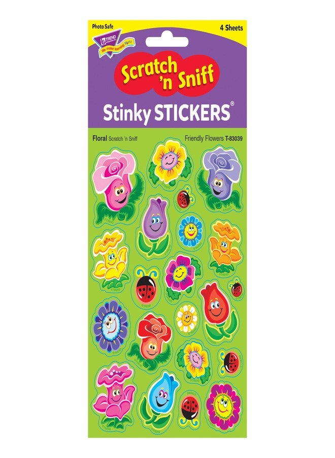 Trend Enterprises Trend Friendly Flowers/Floral Mixed Shapes Stinky Stickers, Classroom Incentives, 84 Count - Image 4