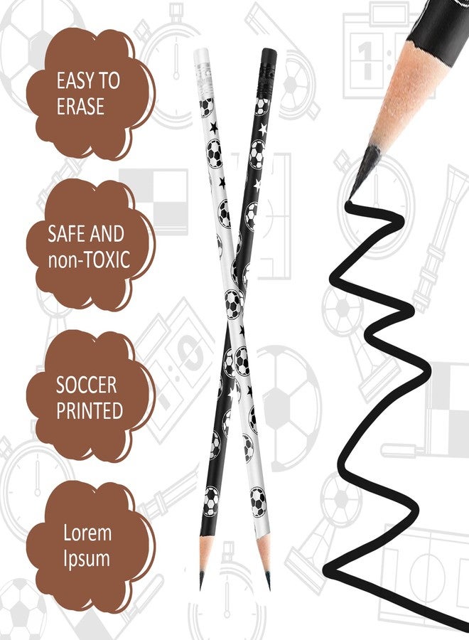 Marspark 24 Pieces Soccer Pencils with Eraser Wooden Sport Themed Pencils Football Themed Party Favors Classroom Supplies Back to School Gifts for Young Fans and Players - Image 3