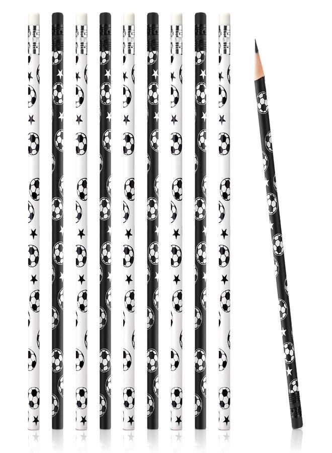 Marspark 24 Pieces Soccer Pencils with Eraser Wooden Sport Themed Pencils Football Themed Party Favors Classroom Supplies Back to School Gifts for Young Fans and Players - Image 1