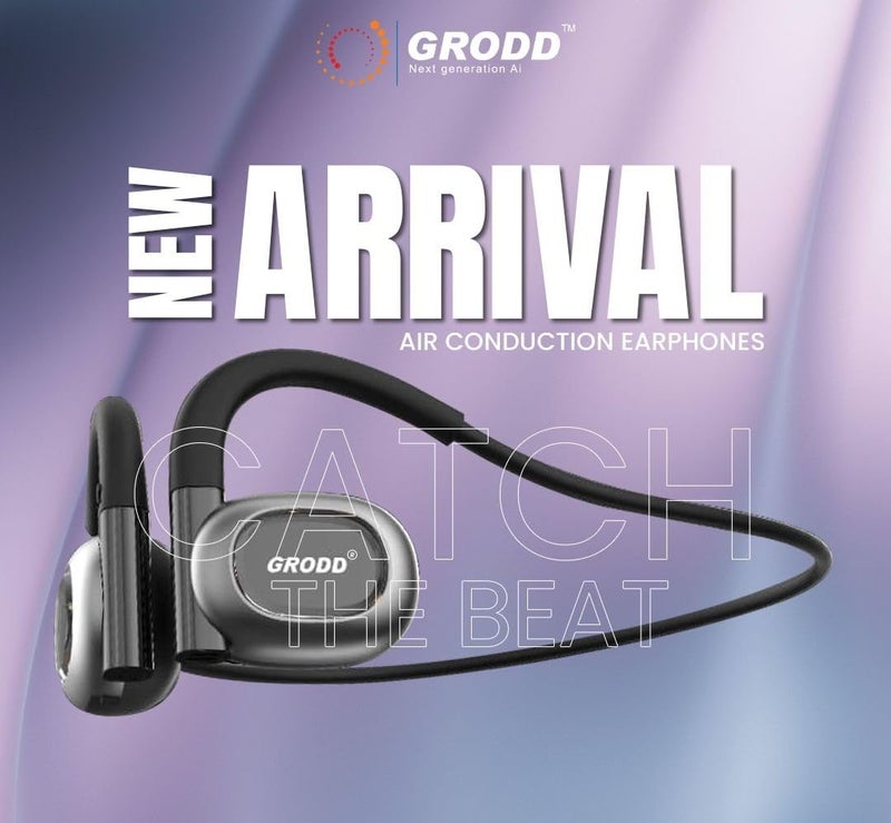 GRODD BEATZ 900 Open Ear Air Conduction Headphones With Advanced Air Conduction Technology BT5.3, Dual Mic, Dual Pairing, ENC, IPX5, Touch Control, Black - Image 2