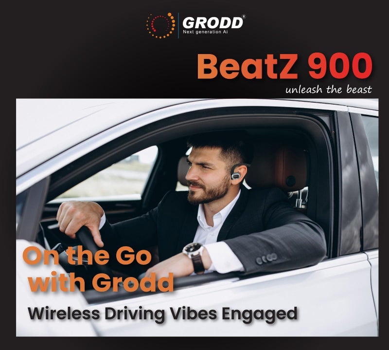GRODD BEATZ 900 Open Ear Air Conduction Headphones With Advanced Air Conduction Technology BT5.3, Dual Mic, Dual Pairing, ENC, IPX5, Touch Control, Black - Image 4