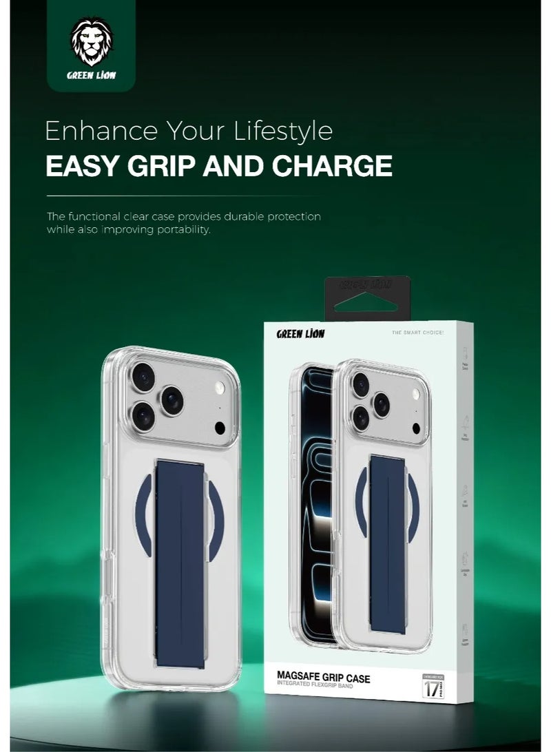 GREEN LION MagSafe Grip Case / iPhone 17 Pro Max Cover / iPhone Case - Screen & Camera Guard - Blue Titanium - Image 2