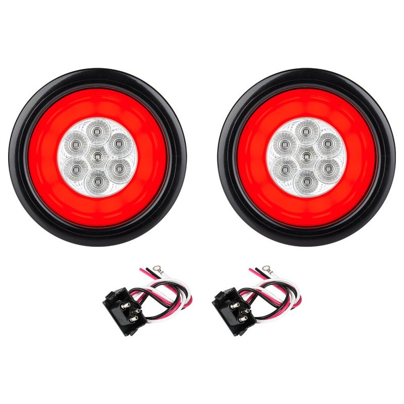 Lumitronics RV HALO LED 4 Inch Sealed Round StopTurnTail Lights Clear Pair
