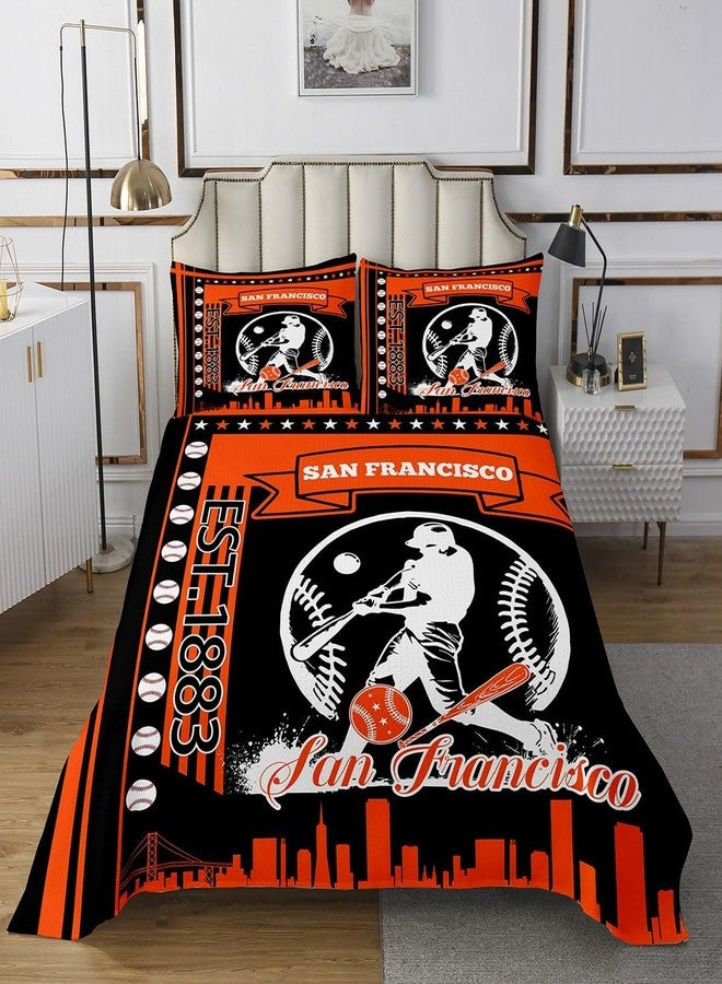 طقم غطاء سرير رياضي للأطفال من جيجيلويو، مقاس كوين، بتصميم مستوحى من البيسبول، مناسب لجميع الفصول، مع غطاءين للوسائد، مصنوع من الألياف الدقيقة. يتضمن غطاء سرير مبطن بتصميم مدينة البيسبول، مناسب لجميع الفصول، مع غطاءين للوسائد. - Image 2