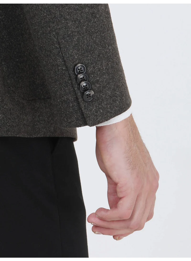 Kip Khaki Printed Modern Fit Knitted Jacket