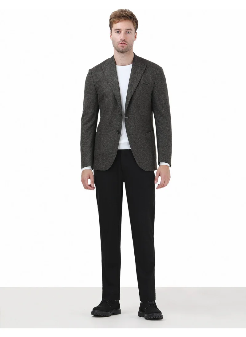 Kip Khaki Printed Modern Fit Knitted Jacket