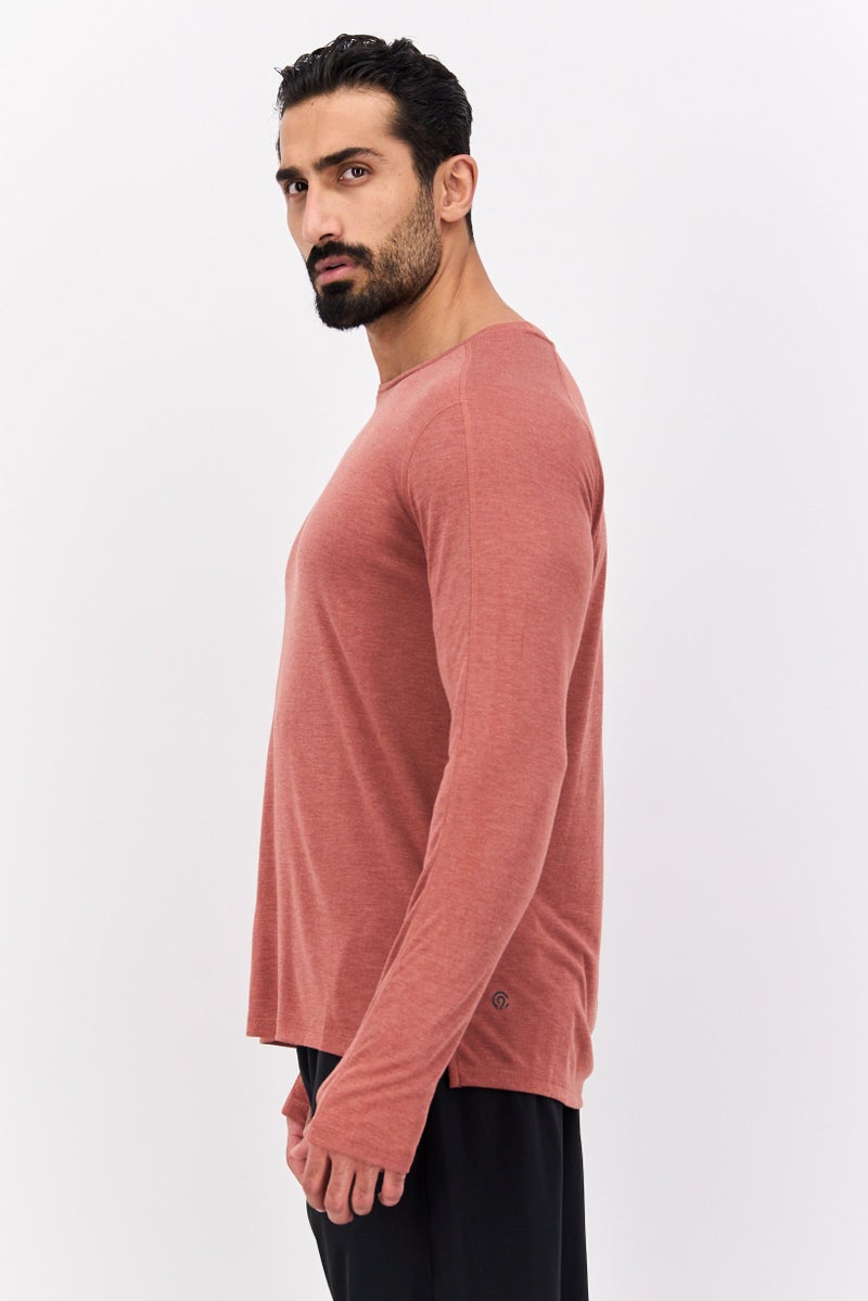 Champion Men Sportswear Fit Long Sleeves Training T-Shirt, Rust Heather  - Image 3