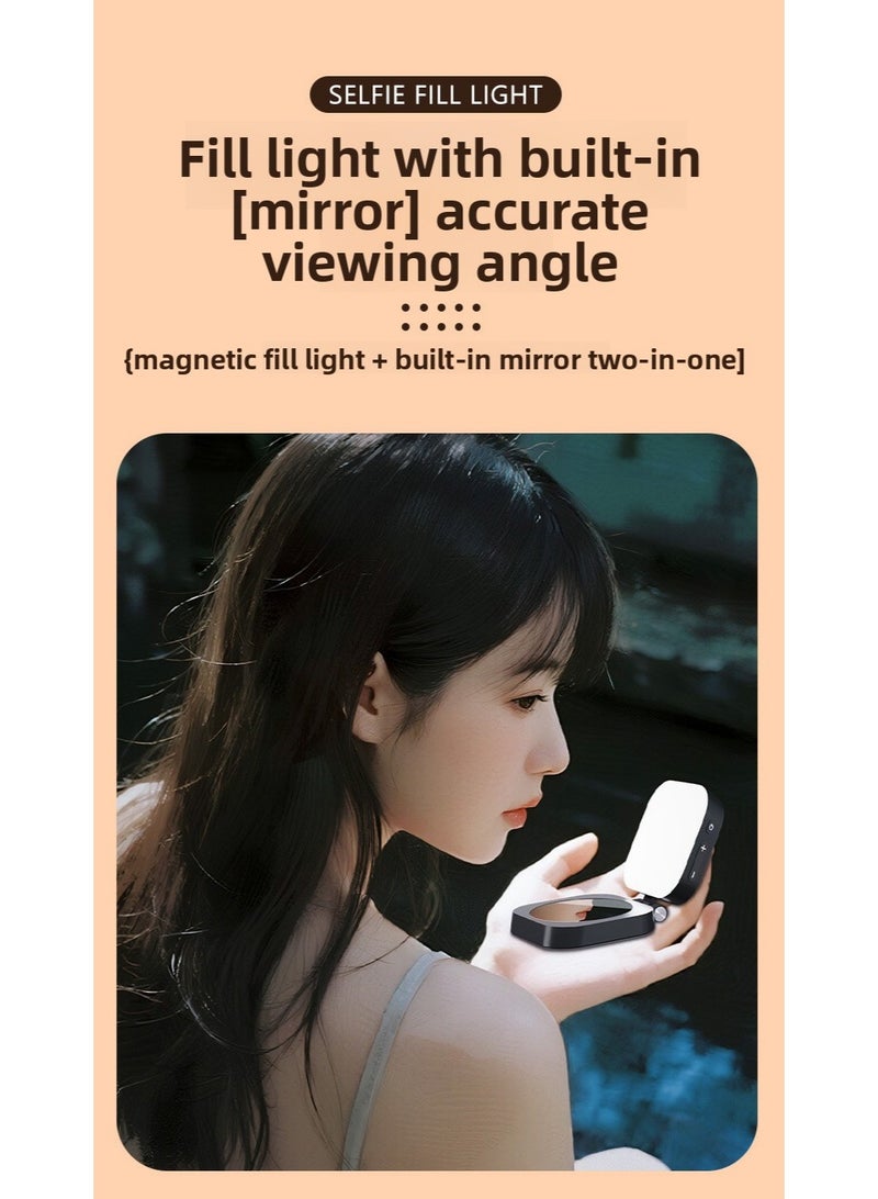 Magnetic Selfie Phone Fill Light with Built-in Makeup Mirror — Portable Pocket Beauty Light for Rear Camera, 5 Lighting Modes, Curved Soft Glow — Magnetic Selfie Phone Fill Light for Vlog & Live - Image 4