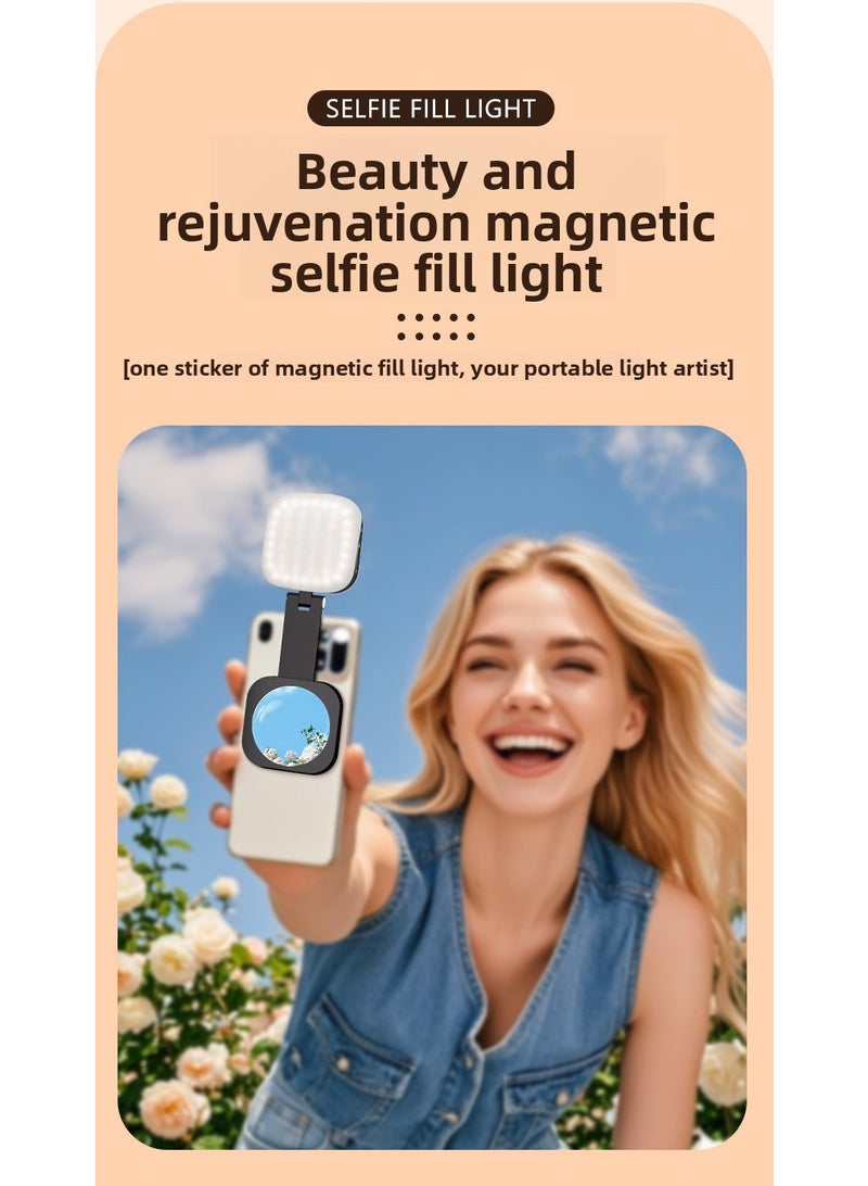 Magnetic Selfie Phone Fill Light with Built-in Makeup Mirror — Portable Pocket Beauty Light for Rear Camera, 5 Lighting Modes, Curved Soft Glow — Magnetic Selfie Phone Fill Light for Vlog & Live - Image 3
