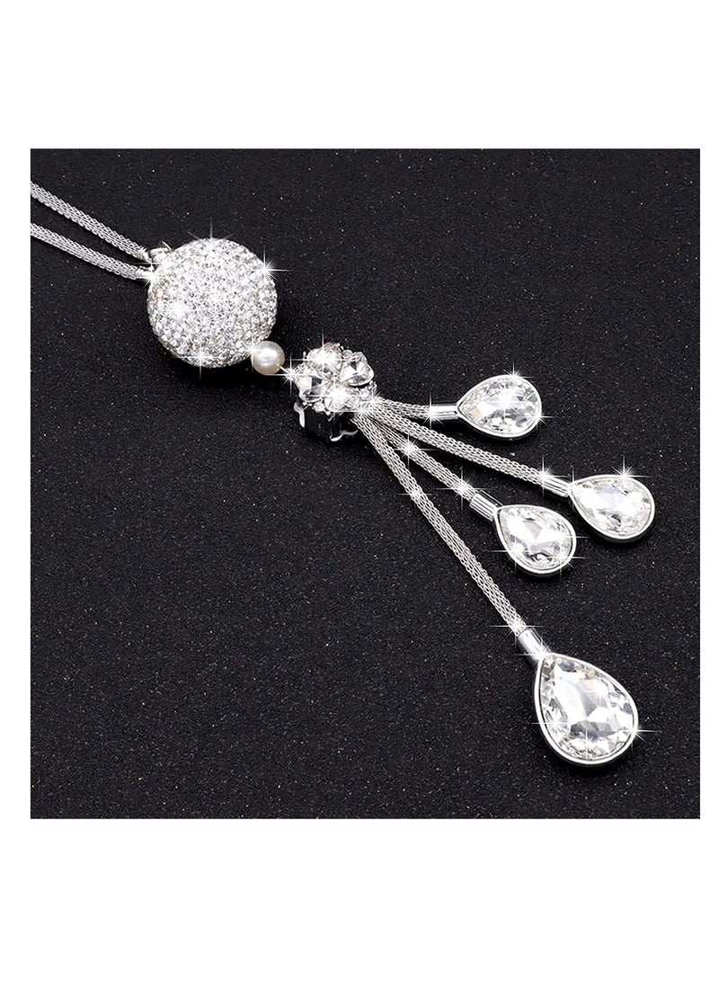 SYOSI Bling Car Decor Mirror Accessories Diamond Car Bling Teardrop shaped Car Pendant Crystal Meteor Decoration Car Rear View Mirror Charms Lucky Hanging View Charms Hanging Ornament - Image 4