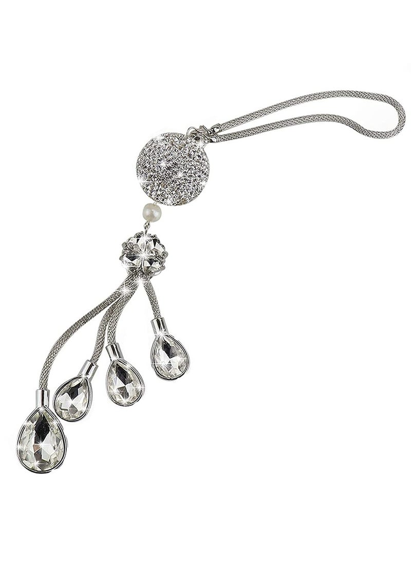 SYOSI Bling Car Decor Mirror Accessories Diamond Car Bling Teardrop shaped Car Pendant Crystal Meteor Decoration Car Rear View Mirror Charms Lucky Hanging View Charms Hanging Ornament - Image 1