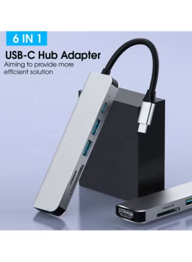 GULFLINK 6 in 1 USB-C Hub Multiport 4K HDMI-compatible 6 Port USB 3.0 Type-C Hub Adapter - Image 3