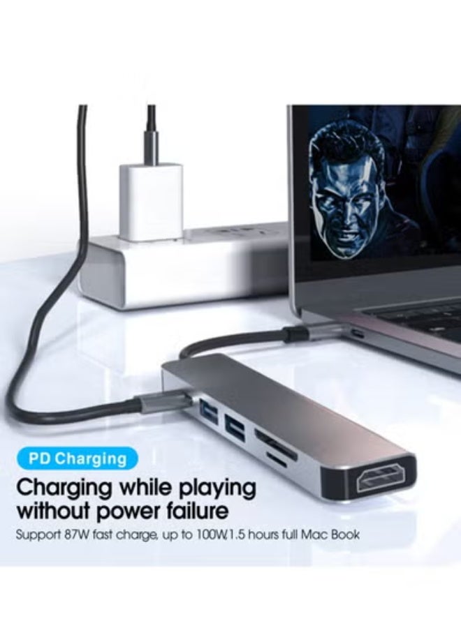 GULFLINK 6 in 1 USB-C Hub Multiport 4K HDMI-compatible 6 Port USB 3.0 Type-C Hub Adapter - Image 5