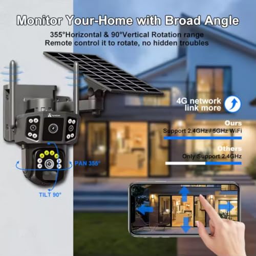 ApnaCam 8MP 4G Solar Powered Dual Lens CCTV Camera | 3 View Live Display | Wireless Outdoor Security Camera for Farm & Warehouse | Night Vision, Motion Detection & Two-Way Audio | 128GB Storage - Image 2