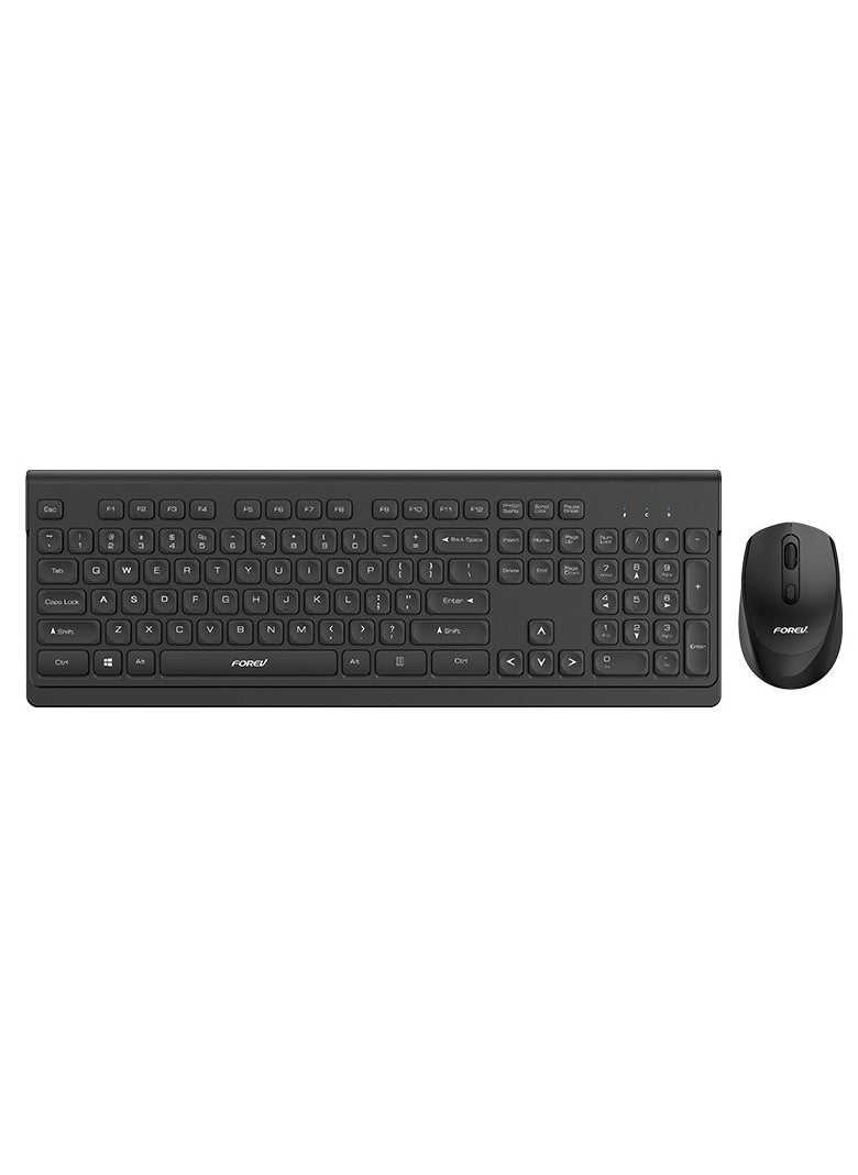 Forev - FV-W306 Business Office Wireless Combo (AR / ENG ) Keyboard and Mouse (Share USB receiver) -  8m 2.4GHz Wireless connections - Arabic / English 104 Key , 1600DPI Optical Mouse - Plug & Play - (2 x AA Battery ) - Image 1