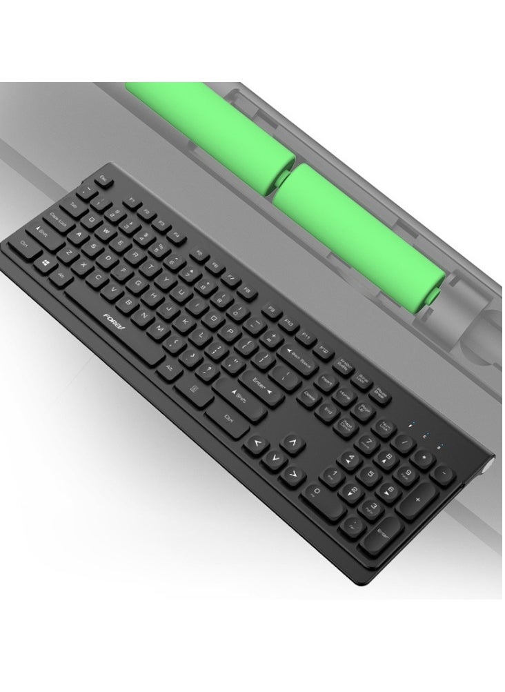 Forev - FV-W306 Business Office Wireless Combo (AR / ENG ) Keyboard and Mouse (Share USB receiver) -  8m 2.4GHz Wireless connections - Arabic / English 104 Key , 1600DPI Optical Mouse - Plug & Play - (2 x AA Battery ) - Image 1