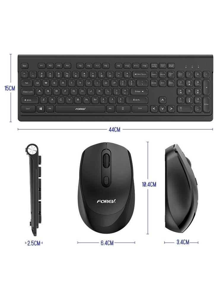 Forev - FV-W306 Business Office Wireless Combo (AR / ENG ) Keyboard and Mouse (Share USB receiver) -  8m 2.4GHz Wireless connections - Arabic / English 104 Key , 1600DPI Optical Mouse - Plug & Play - (2 x AA Battery ) - Image 1
