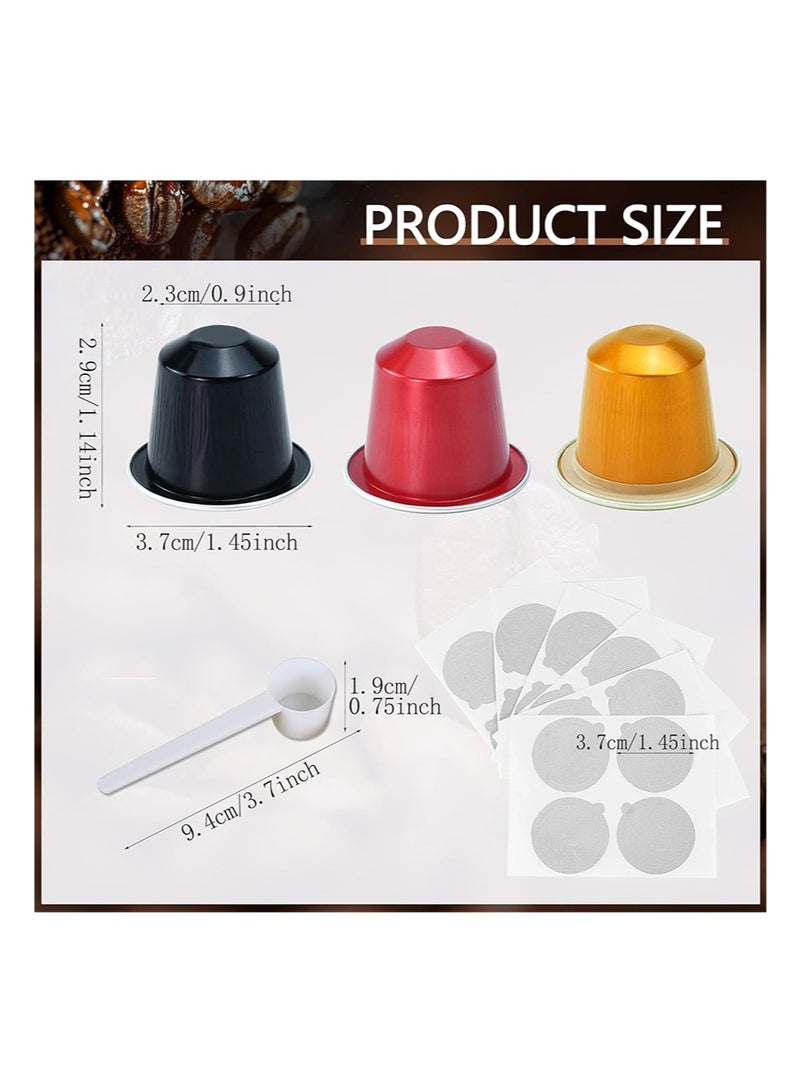 ايكانبو كبسولات قهوة قابلة لإعادة التعبئة من كبسولات الإسبريسو لخط إنتاج نسبرسو الأصلي، كبسولة فلتر قهوة من الألومنيوم للاستخدام مرة واحدة، مجموعة كبسولات بديلة لآلة نسبرسو (أسود، 20 غطاء من رقائق الألومنيوم + 20 كبسولة + ملعقة واحدة) - Image 2