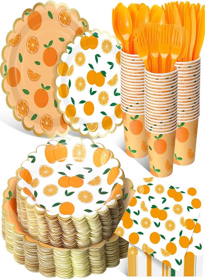 Funnymoom 400 Pcs Orange Party Supplies for 50 Guest Cutie Is on The Way Disposable Plates Napkin Cup Spoon Fork Knives for Tangerine Summer Outdoor Picnic Birthday Baby Shower Party Supplies - Image 1