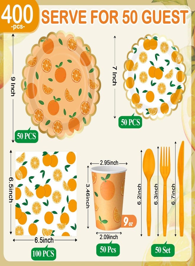 Funnymoom 400 Pcs Orange Party Supplies for 50 Guest Cutie Is on The Way Disposable Plates Napkin Cup Spoon Fork Knives for Tangerine Summer Outdoor Picnic Birthday Baby Shower Party Supplies - Image 2