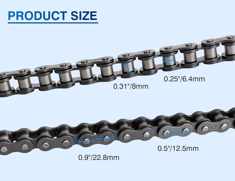 Belleone 420 Motorcycle Chain - 420 Standard Roller Chain 132 Link + Chain Breaker Fits for 50 70 90 110cc 125cc Pit Dirt Bike ATV Quad Go Kart Scooter Mini Bike Parts with 10 Free Master Links - Image 3