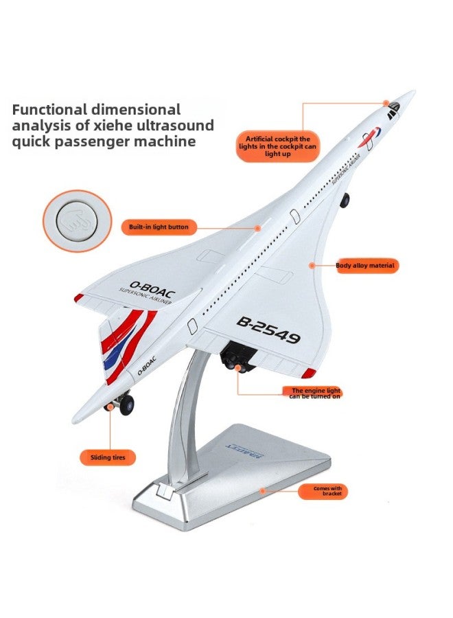 [Meisheng/Kaiwei] Concorde Supersonic Aircraft Model Simulation Alloy Aircraft Model Air Passenger Aircraft-Color:Xiehe Ultrasound Passenger Aircraft  - Image 5