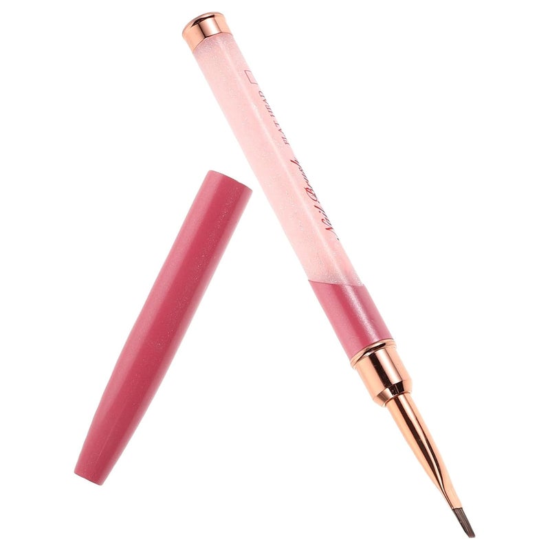 Nail Art Brush Set with Flat round Gel Polish Brushes Thin Precision Nail Drawing Pens for French Tips with Protective Caps for Detailed Manicure Design - Image 1