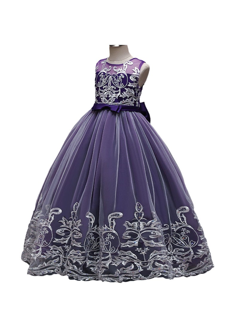 Girls Dress Sleeveless Mesh Performance Host Princess Dress Costumes - Image 1