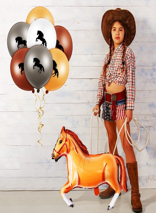 Threan 44 Pcs Horse Party Decoration Including 12 Inch Horse Latex Balloon 30 Inch Foil Balloon for Cowboy Cowgirl Birthday(Black, White, Dark Brown, Light Brown, Gray) - Image 5