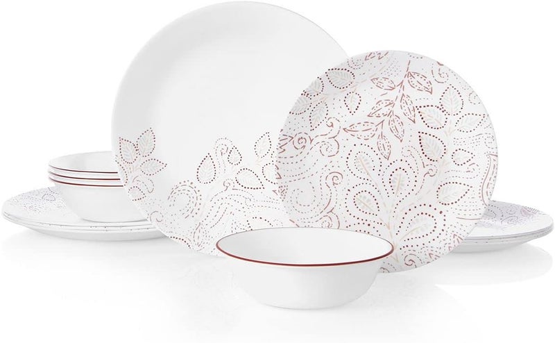 Corelle طقم أدوات المائدة كوريل ليف ستيتش 12 قطعة خدمة لـ 4 أشخاص - Image 1