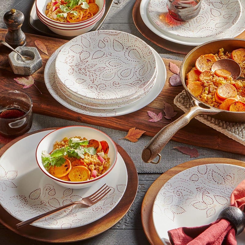 Corelle طقم أدوات المائدة كوريل ليف ستيتش 12 قطعة خدمة لـ 4 أشخاص - Image 2