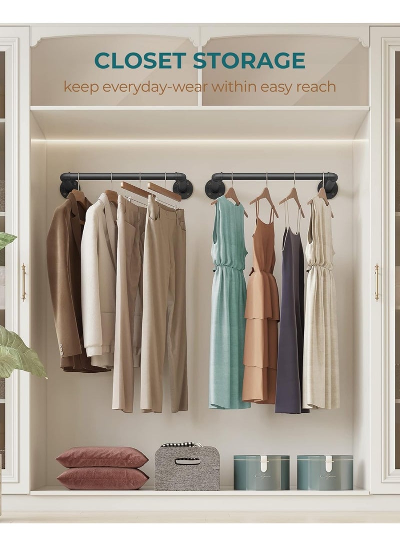 OROPY Industrial Pipe Clothes Rack 21.2â€ Set of 2, Heavy Duty Wall Mounted Black Iron Garment Bar, Multi-Purpose Clothing Hanging Rod for Laundry Room and Closet Storage - Image 4