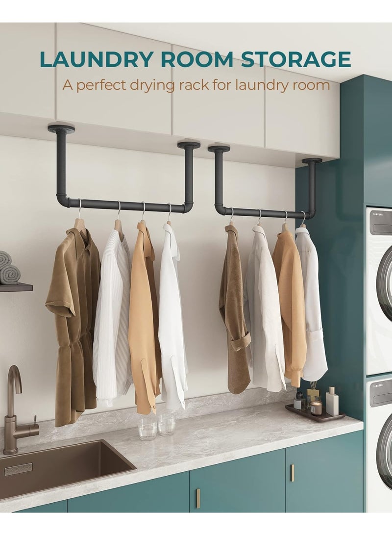 OROPY Industrial Pipe Clothes Rack 21.2â€ Set of 2, Heavy Duty Wall Mounted Black Iron Garment Bar, Multi-Purpose Clothing Hanging Rod for Laundry Room and Closet Storage - Image 3