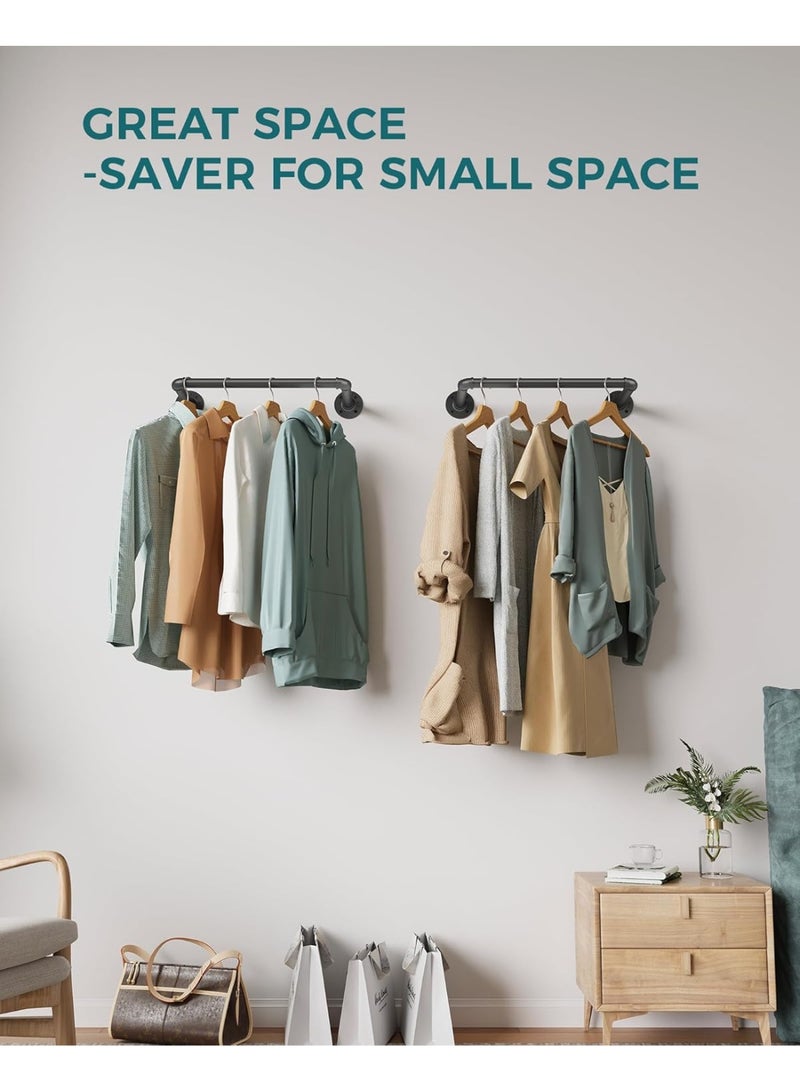 OROPY Industrial Pipe Clothes Rack 21.2â€ Set of 2, Heavy Duty Wall Mounted Black Iron Garment Bar, Multi-Purpose Clothing Hanging Rod for Laundry Room and Closet Storage - Image 5