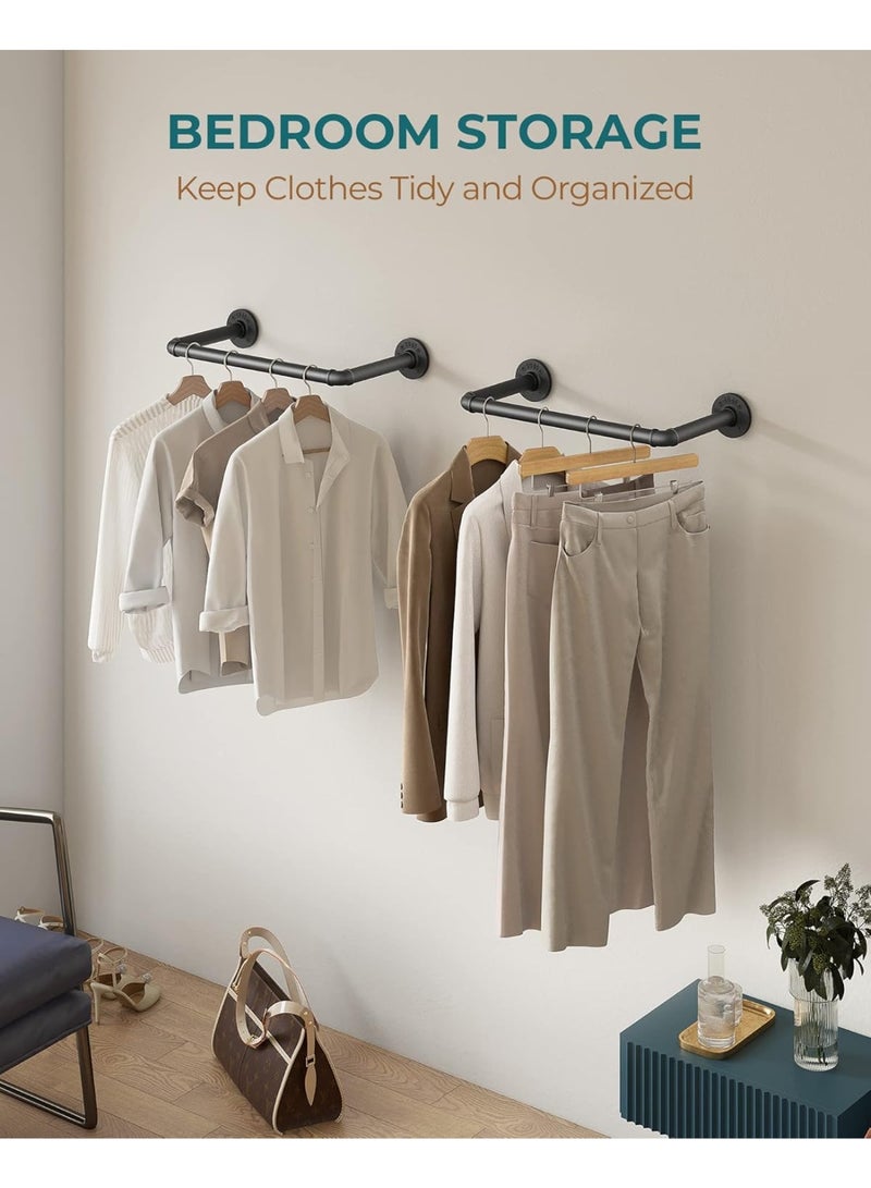 OROPY Industrial Pipe Clothes Rack 21.2â€ Set of 2, Heavy Duty Wall Mounted Black Iron Garment Bar, Multi-Purpose Clothing Hanging Rod for Laundry Room and Closet Storage - Image 2