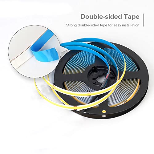 protium FCOB Flexible High Density Uniform Light LED Strip 10W/m 5 meter DC12V Warm White 3000K 8mm Width Dimmable LED Ribbon for Bedroom Kitchen Home Indoor Decoration - Image 4