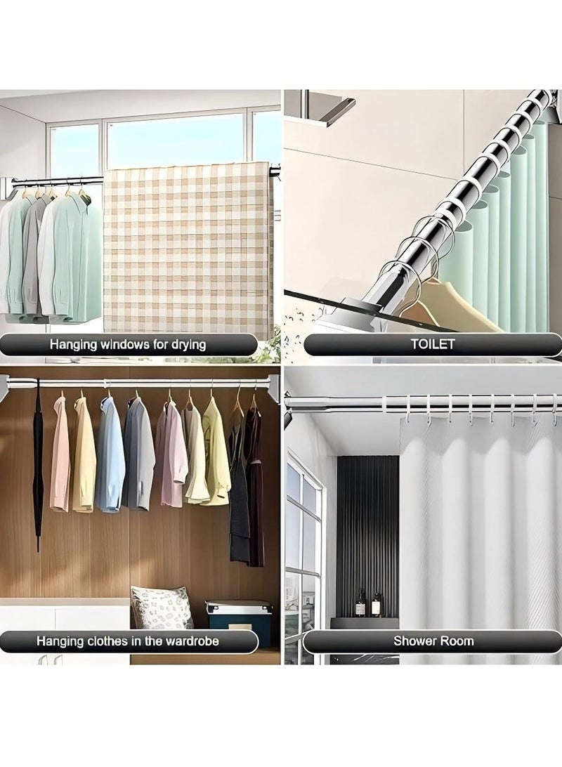 تمر (فاكهة) قضبان شد ستارة حمام قابلة للتعديل 304 قضيب ستارة نابض شد من الفولاذ المقاوم للصدأ ، بدون عمود قابل للتمديد (70-120) - Image 4