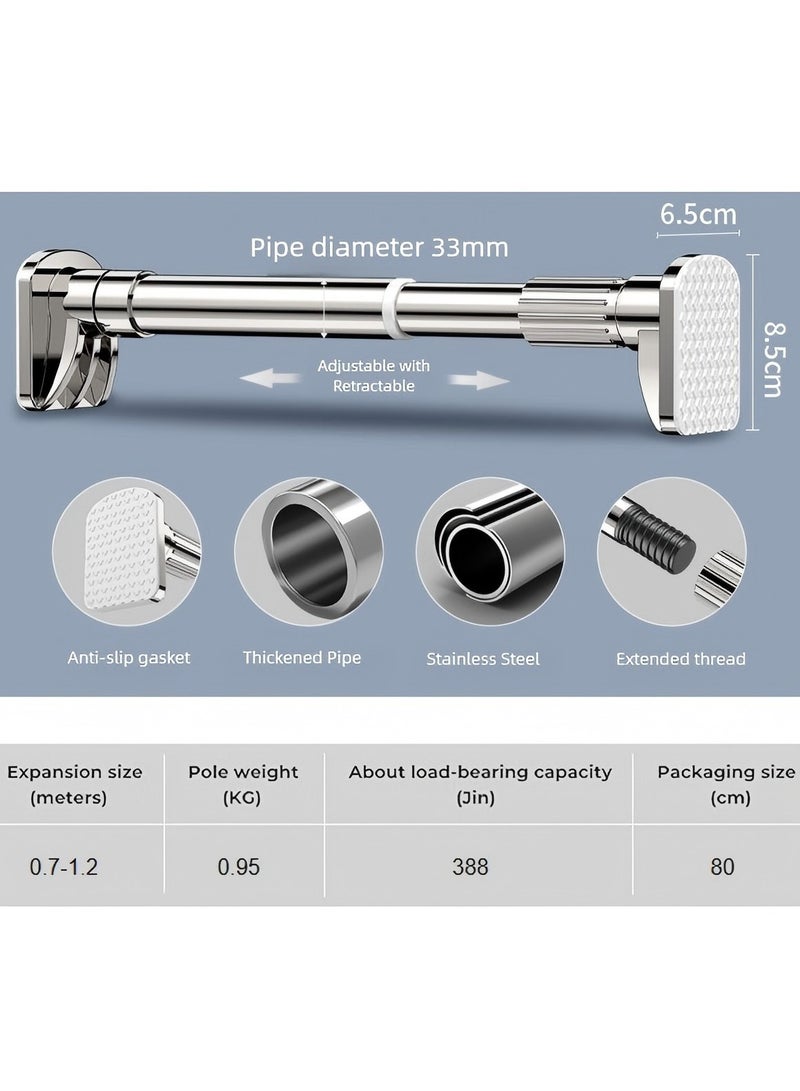 تمر (فاكهة) قضبان شد ستارة حمام قابلة للتعديل 304 قضيب ستارة نابض شد من الفولاذ المقاوم للصدأ ، بدون عمود قابل للتمديد (70-120) - Image 5