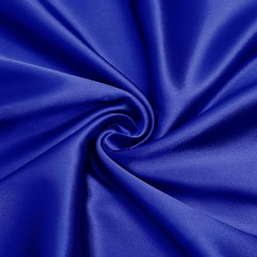 Filloxy Plain Silky Shine Satin Fabric Material for Fashion Design Stitching Multiple Use Includes Dress, Pillow Cover, Designer Cloths, Home Decor Material - 44" Hight (Royal Blue, 1 Meter) - Image 1