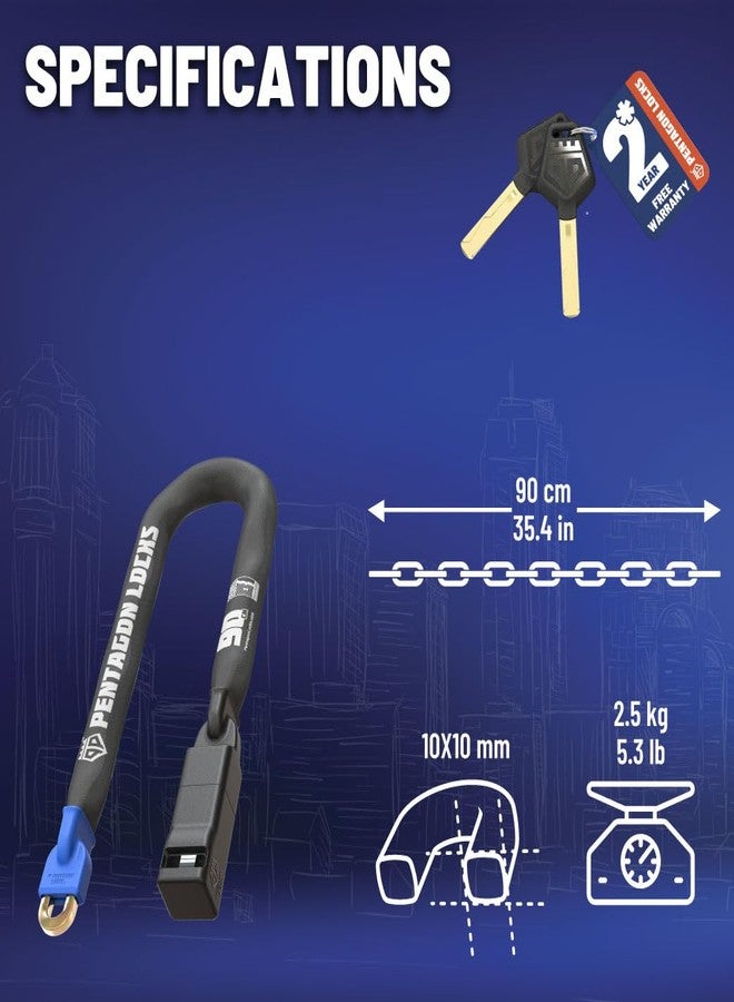 PENTAGON Bike Chain Key Lock - Magnetic Patented Heavy Duty Anti Theft Lock for Bicycles E-Bikes Scooters and Motorcycles - Maximum Security Master Tool Bike Protector (35.5'') - Image 4