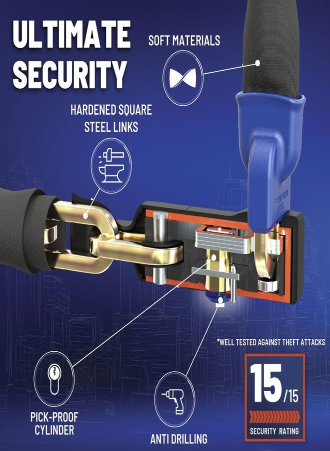 PENTAGON Bike Chain Key Lock - Magnetic Patented Heavy Duty Anti Theft Lock for Bicycles E-Bikes Scooters and Motorcycles - Maximum Security Master Tool Bike Protector (35.5'') - Image 2