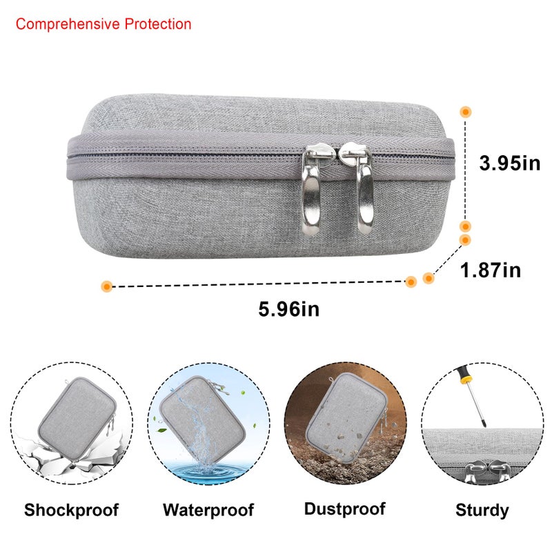 Elonbo Carrying Case for KODAK Step Instant Smartphone Photo Printer, Portable Mini Color Wireless Mobile Printer Travel Storage Protective Case, Mesh Pocket Fits KODAK Step Photo Paper Cable, Grey - Image 3