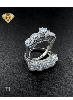 Twins Ring Platinum Plated For Women With Zircon Stone - Silver