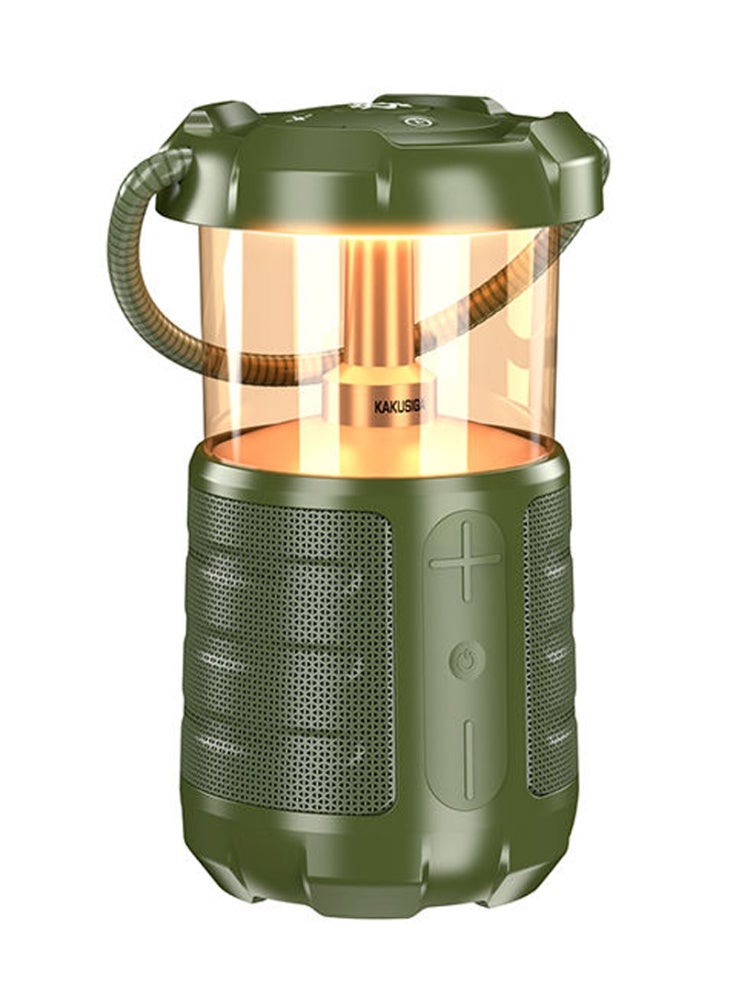 KAKUSIGA KSC-1117 2-in-1 Camping Lantern with Bluetooth Speaker 15W Hi-Fi Sound 3600mAh Battery Dual Light Mode USB Type-C Rechargeable Outdoor Light Green - Image 1