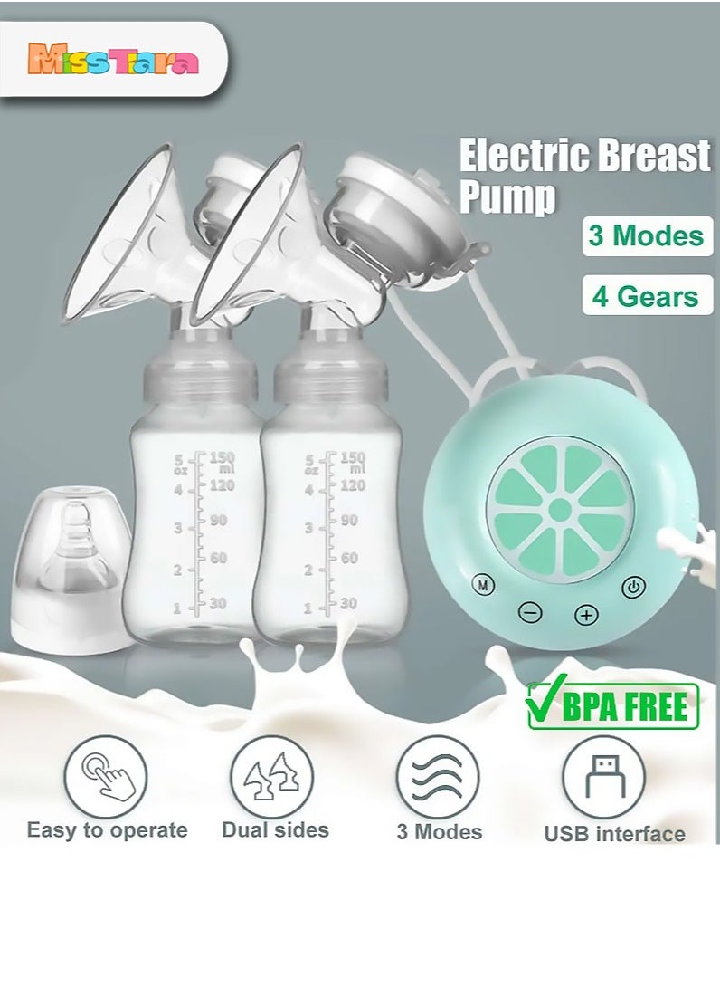 MissTiara - Double Electric Breast Pump, Portable Pump with 3 Modes 4 Levels, Low Noise & Painless Portable Pump With Milk Bottle - Image 1