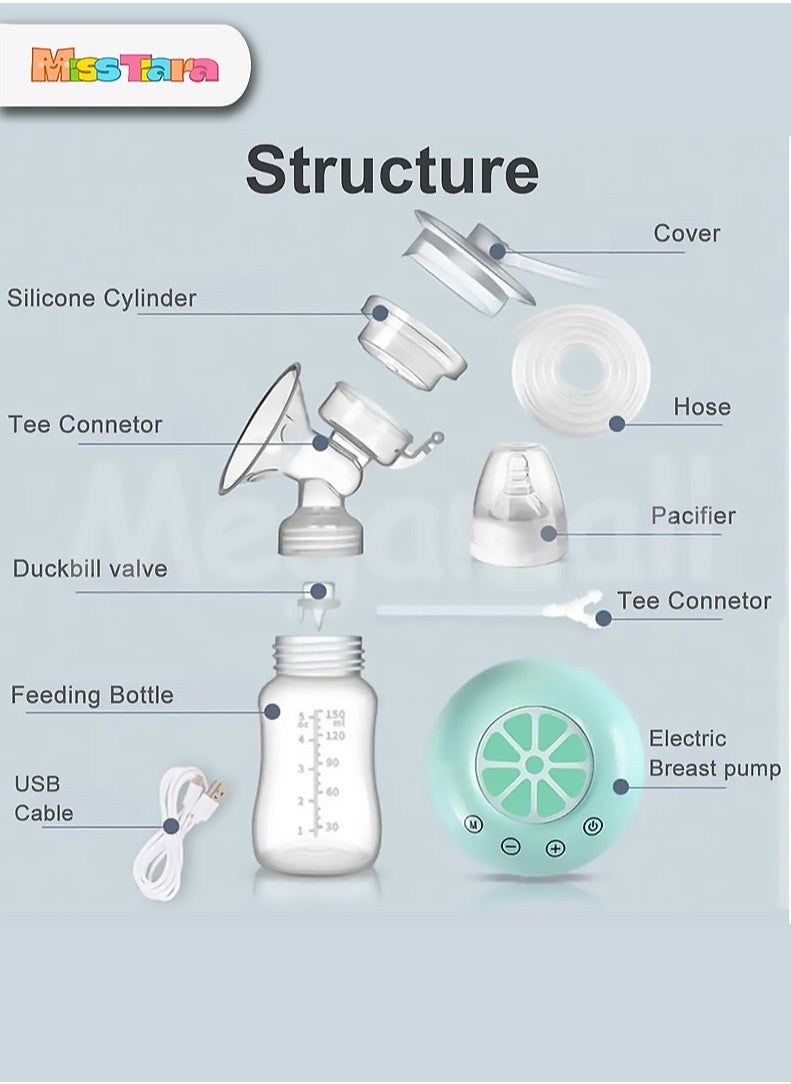 MissTiara - Double Electric Breast Pump, Portable Pump with 3 Modes 4 Levels, Low Noise & Painless Portable Pump With Milk Bottle - Image 1